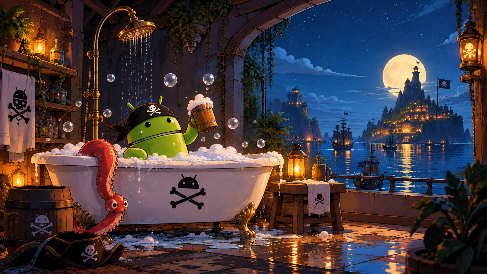 Moonlit Pirate Android Bathhouse
