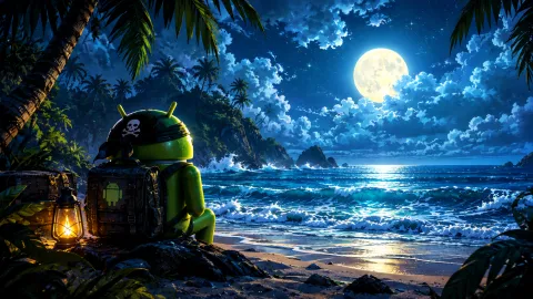 Moonlit Pirate Beach Adventure Wallpaper #1596