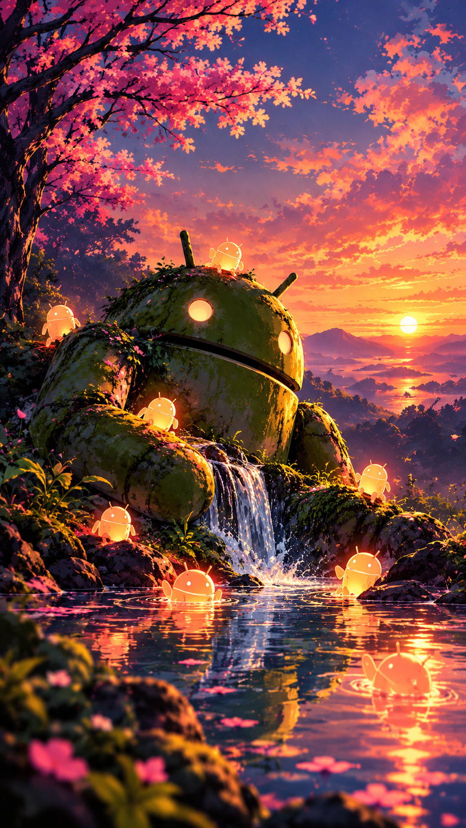 Mossy Android Colossus at Sunset