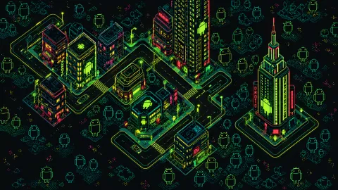 Neon Android Cyberpunk Cityscape