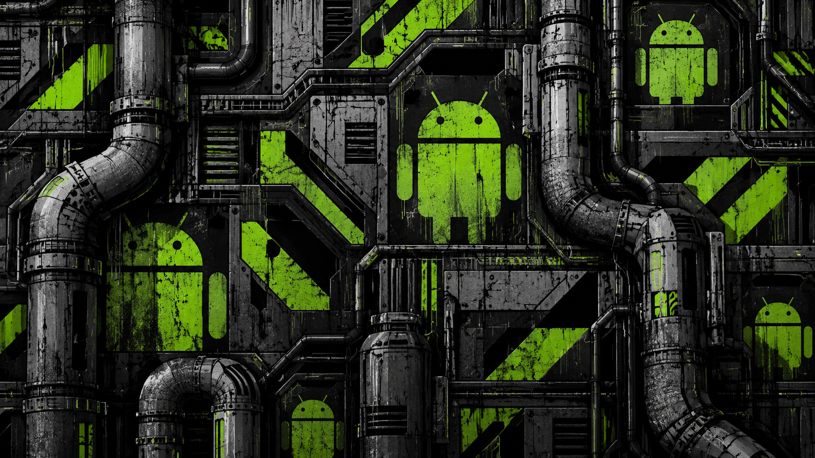 Neon Android Factory Wall