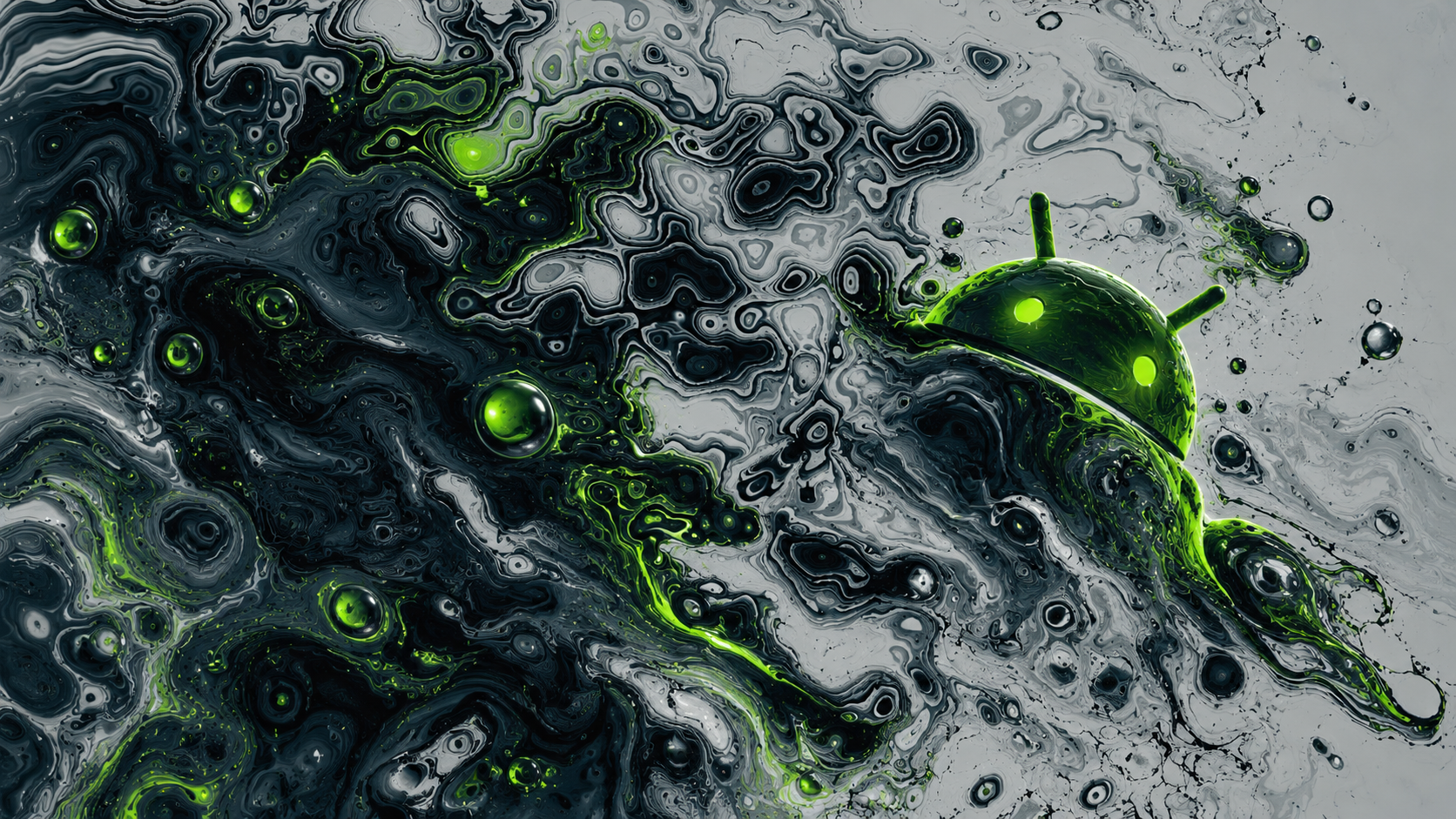 Neon Android in Liquid Marbling