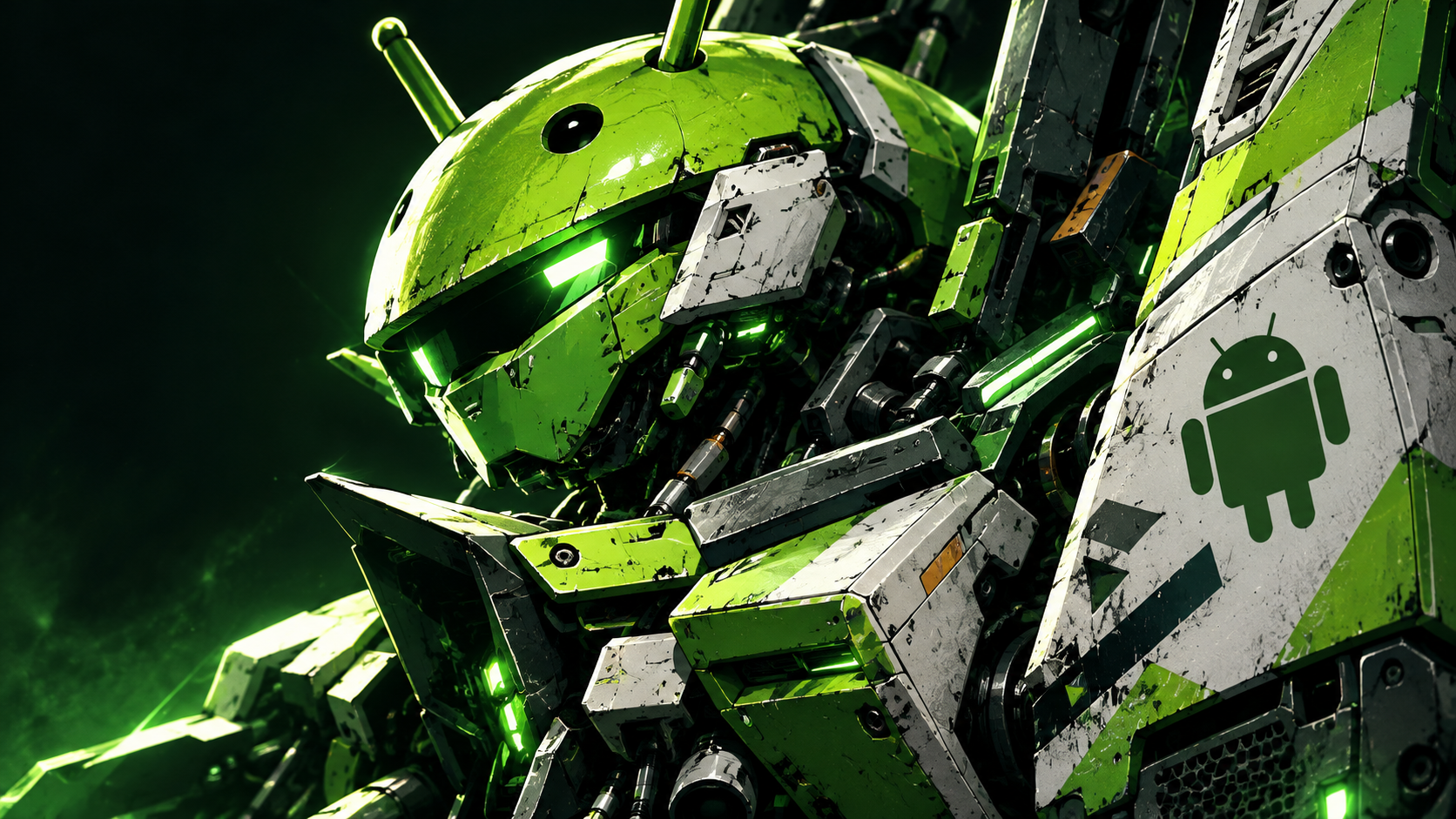 Neon Android Mecha Close-Up