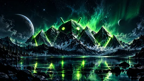 Neon Android Mountain Eclipse