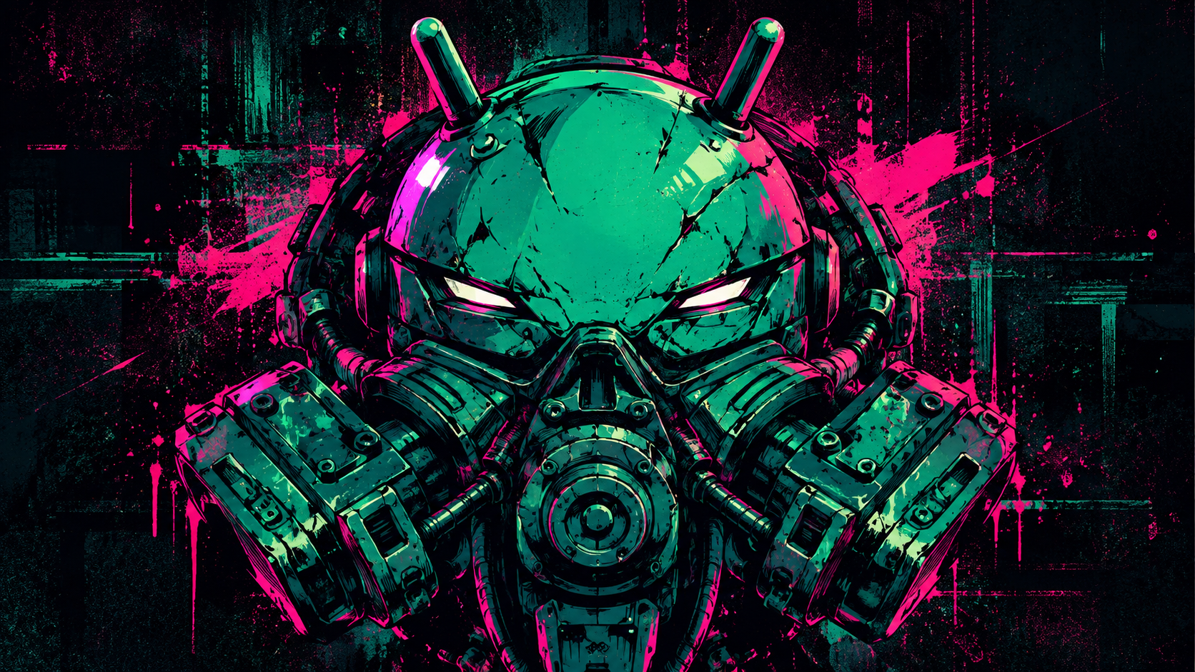 Neon Android Respirator Helmet