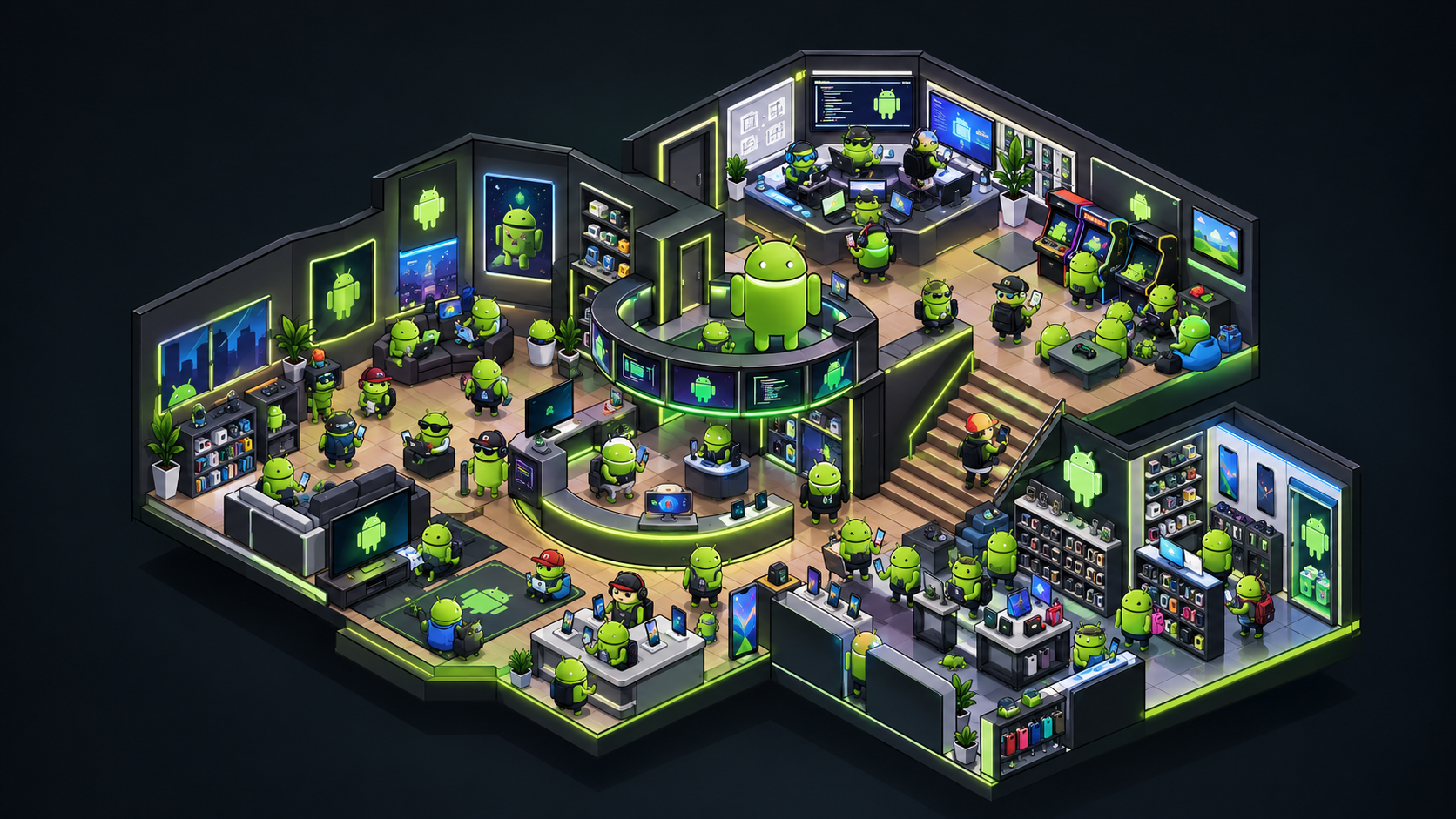 Neon Android Tech Hangout Diorama