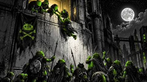 Neon Androids’ Moonlit Fortress Rescue Wallpaper #1607