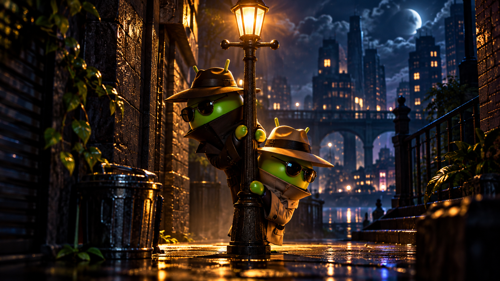 Noir Androids Beneath the Lamplight