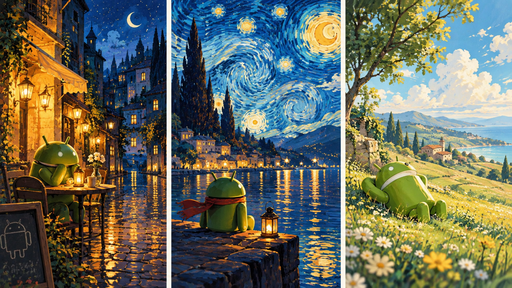 Painterly Androids Across Three Dreamscapes