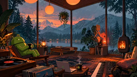 Rainy Android Cabin Retreat Wallpaper #1205