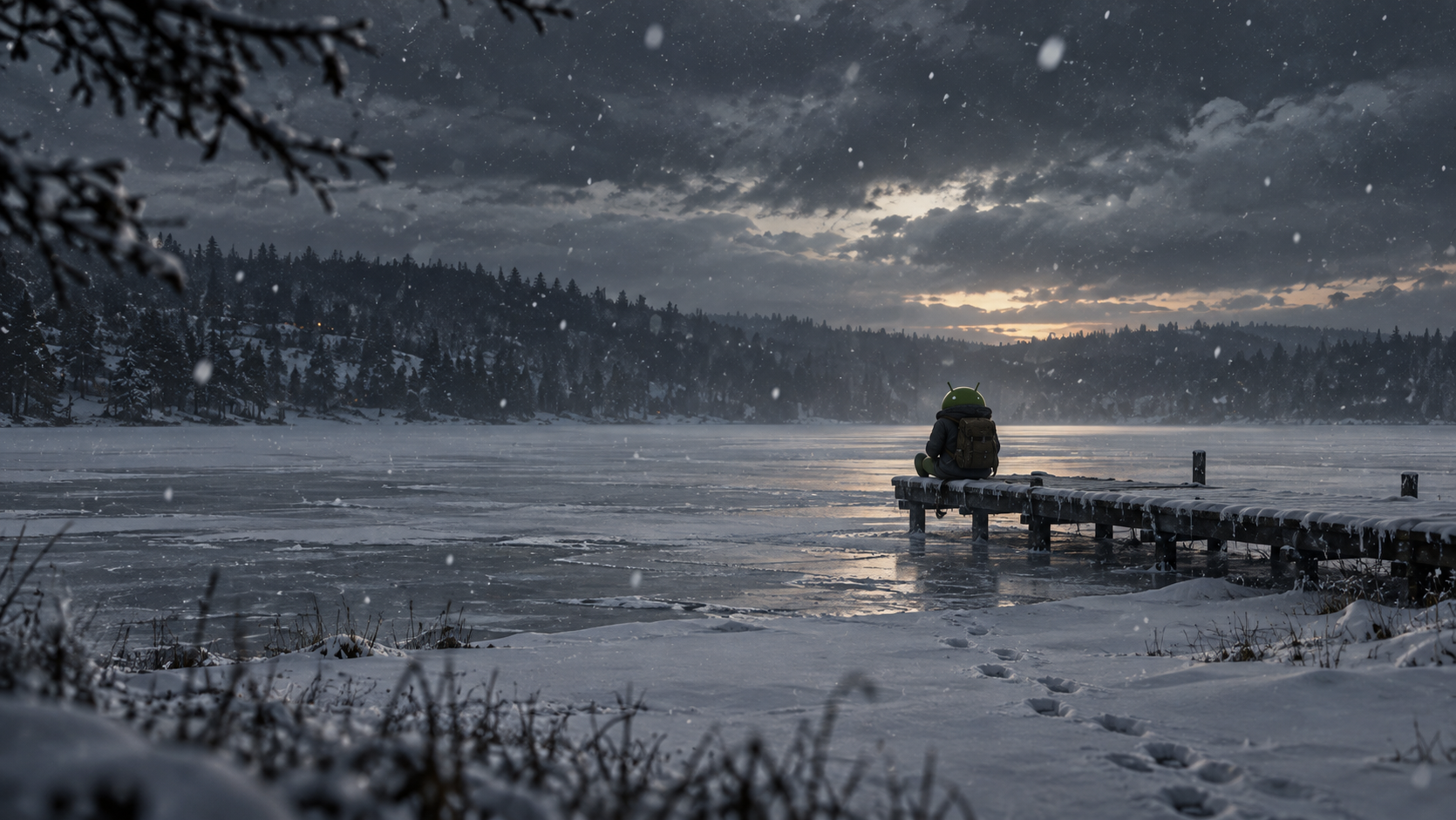 Robot at the Frozen Lake Dock